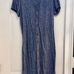 Old Navy Blue Button-Front Midi Dress